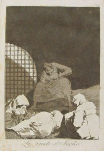 Francisco Goya - Capriccio 34 - Le vince il sonno - acquaforte e acquatinta 