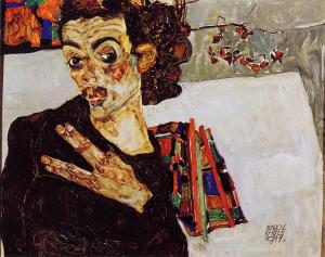 Egon Schiele - Autoritratto con vaso nero - 1911